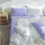  Bộ Chăn ga cotton cao cấp- Tim bèo tím 