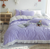  Bộ Chăn ga cotton cao cấp- Tim bèo tím 