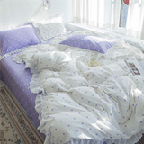  Bộ Chăn ga cotton cao cấp- Tim bèo tím 