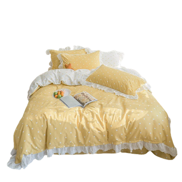  Bộ Chăn ga cotton cao cấp- Tim bèo vàng 