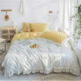  Bộ Chăn ga cotton cao cấp- Tim bèo vàng 