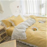  Bộ Chăn ga cotton cao cấp- Tim bèo vàng 
