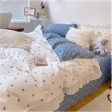  Bộ Chăn ga cotton cao cấp- Tim bèo xanh dương 