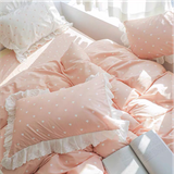  Bộ Chăn ga cotton cao cấp- Tim bèo hồng 