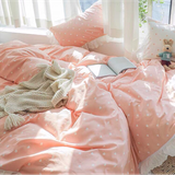  Bộ Chăn ga cotton cao cấp- Tim bèo hồng 