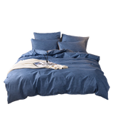  Bộ Chăn ga cotton Hàn Quốc- Kẻ Xanh dương ghi 