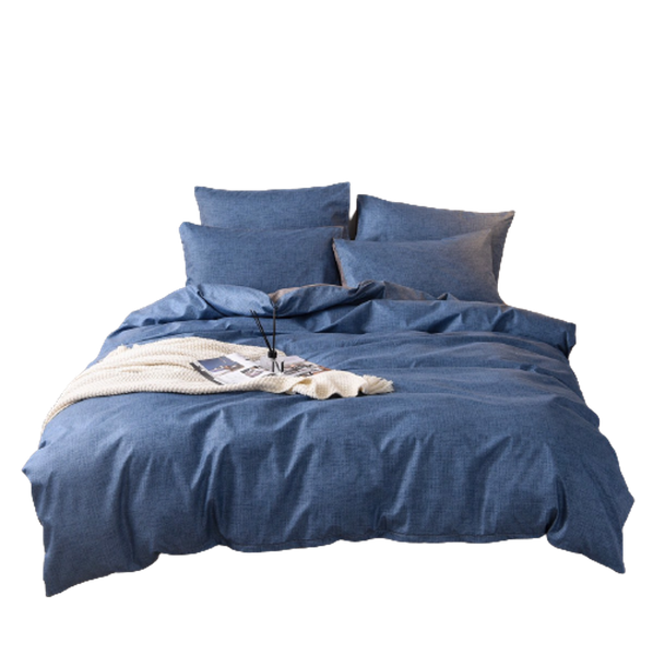 Bộ Chăn ga cotton Hàn Quốc- Kẻ Xanh dương ghi