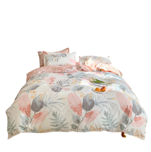 Bộ Chăn ga cotton Hàn Quốc- Lá môn