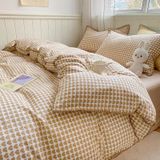  Bộ Chăn ga cotton Hàn Quốc- Tim Nâu 