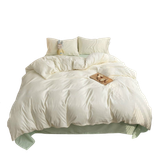  Bộ Chăn ga cotton Tici notag- Trắng phối Xanh mint 