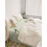  Bộ Chăn ga cotton Tici notag- Trắng phối Xanh mint 