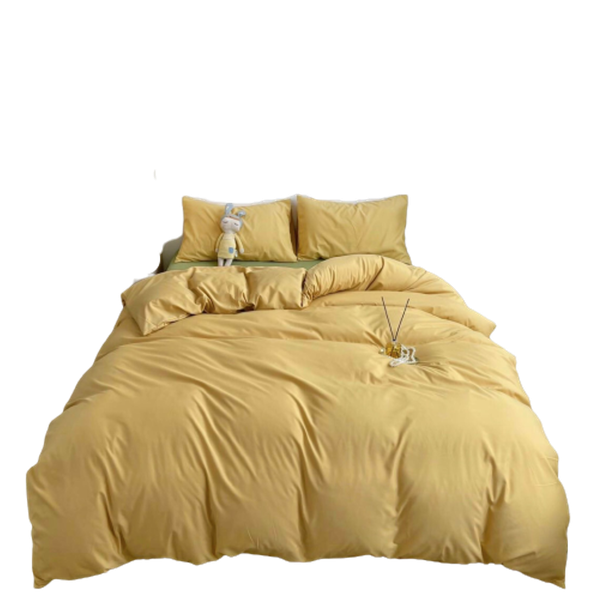 Bộ Chăn ga cotton Tici notag- Cam phối Xanh lá