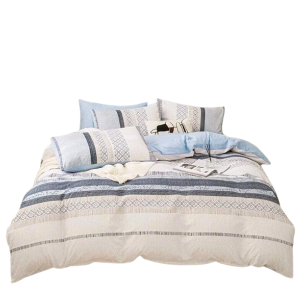 Bộ Chăn ga cotton Hàn Quốc- Thổ cẩm Xanh dương