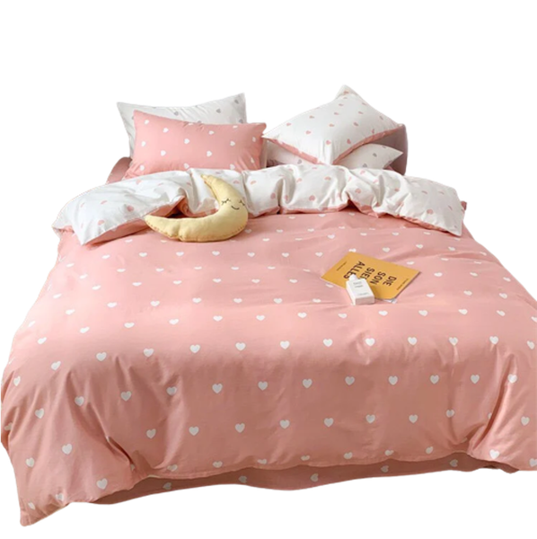 Bộ Chăn ga cotton Hàn Quốc- Tim Hồng