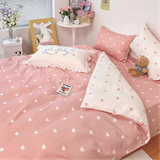  Bộ Chăn ga cotton Hàn Quốc- Tim Hồng 