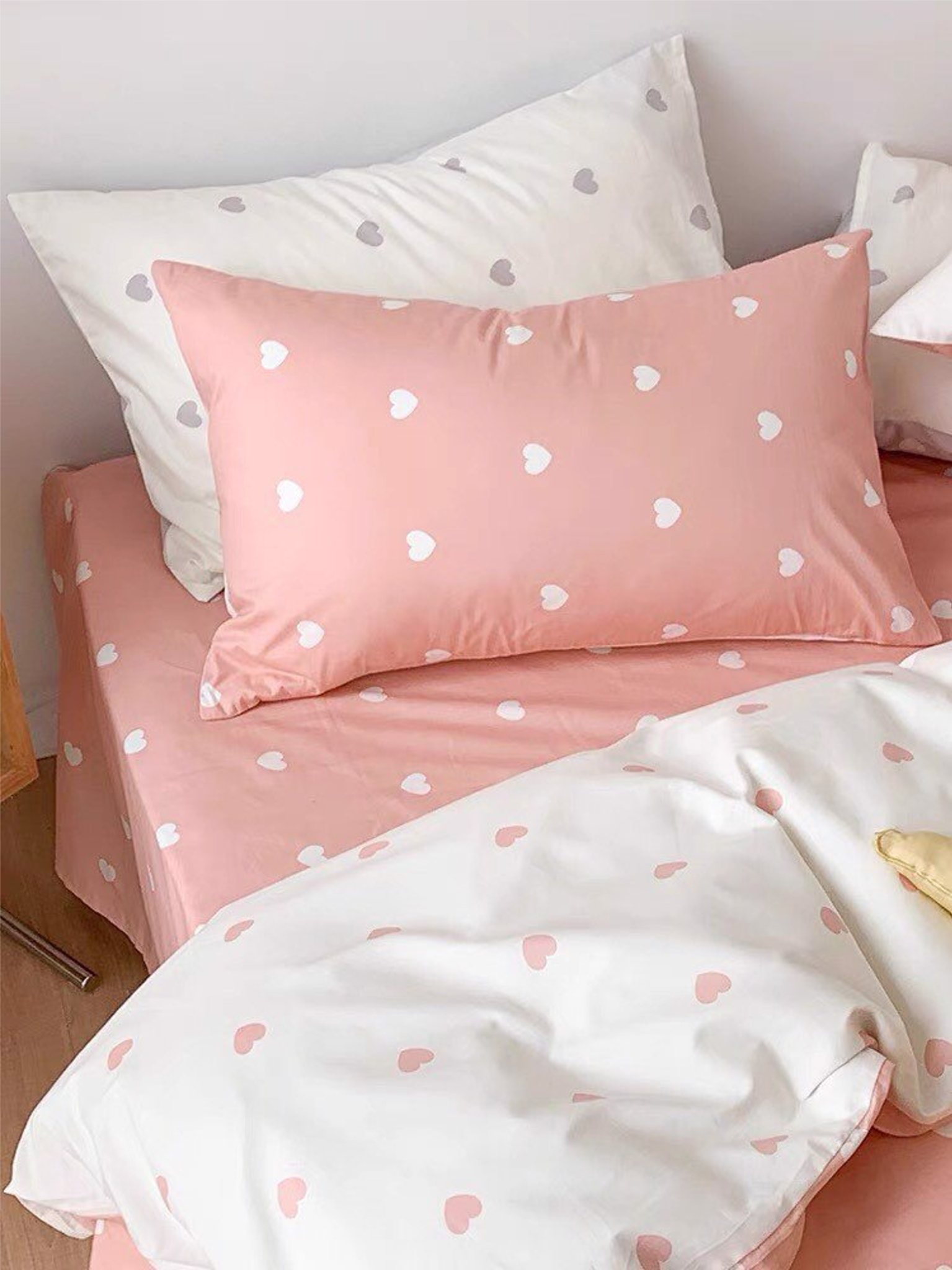  Bộ Chăn ga cotton Hàn Quốc- Tim Hồng 