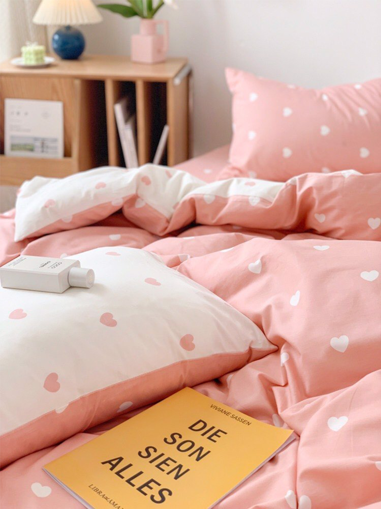  Bộ Chăn ga cotton Hàn Quốc- Tim Hồng 