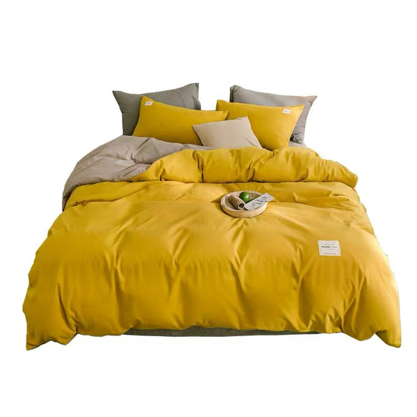 Bộ Chăn ga cotton Tici- Vàng Nâu nhạt