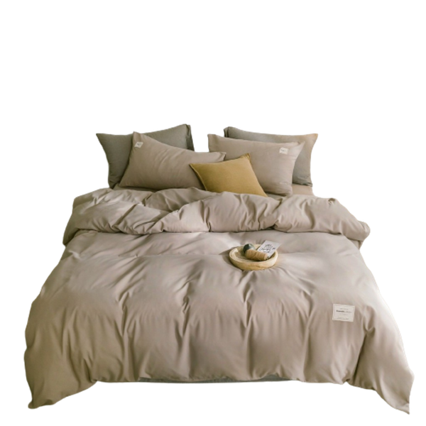 Bộ Chăn ga cotton Tici- Nâu nhạt