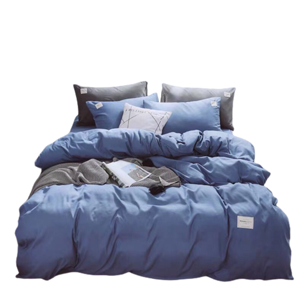 Bộ Chăn ga cotton Tici- Xanh dương