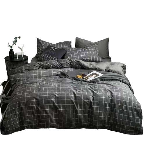 Bộ Chăn ga cotton Hàn Quốc- Kẻ dạ