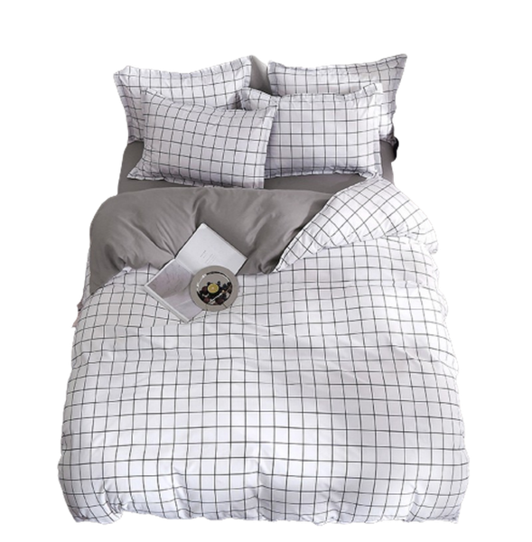 Bộ Chăn ga cotton Hàn Quốc- Kẻ trắng