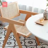  Ghế V Leg Jeanneret đan mây có tay Rubies House 