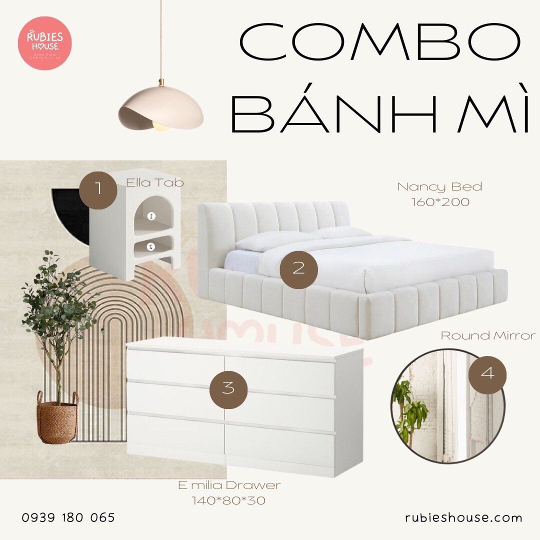  COMBO BÁNH MÌ - Combo phòng ngủ Bắc Âu Rubies House 