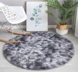  Thảm Lông Loang Tròn Cao Cấp Xám đậm - Lông mềm dày 4.5cm 