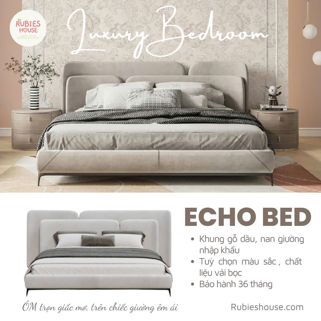  Giường ngủ bọc nệm cao cấp ECHO Bed phong cách Bắc Âu Rubies House 