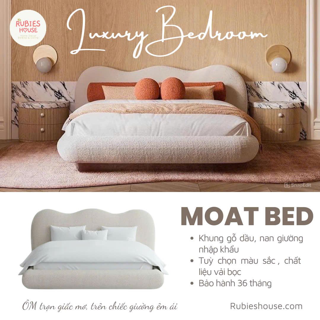  Giường ngủ bọc nệm cao cấp MOAT Bed phong cách Bắc Âu Rubies House 