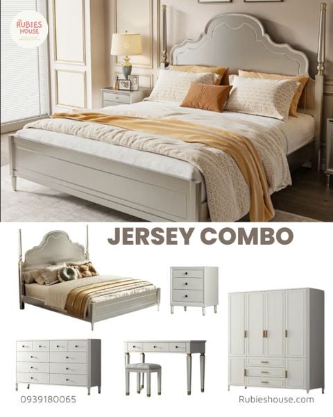 Ảnh: COMBO JERSEY BED- Combo phòng ngủ giường gỗ Bắc Âu Rubies House