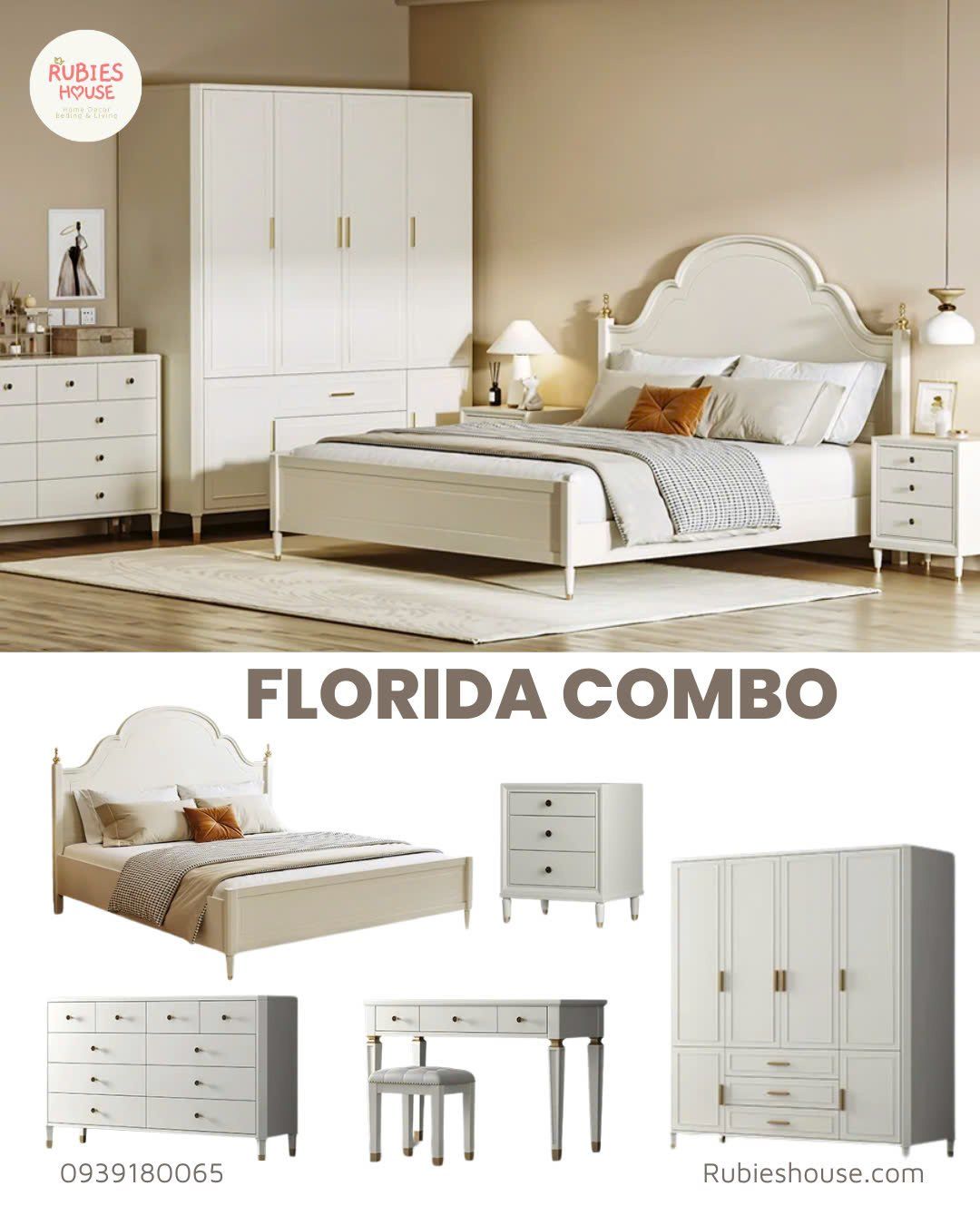  Combo Phòng Ngủ Farmhouse FLORIDA II – Nội Thất Phòng Ngủ Hiện Đại Tại Rubies House 