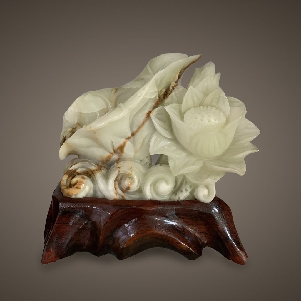 Phù Điêu Hoa Sen - ngọc lục