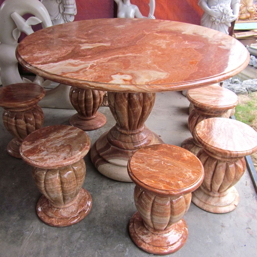 Bàn ghế - cẩm thạch đỏ