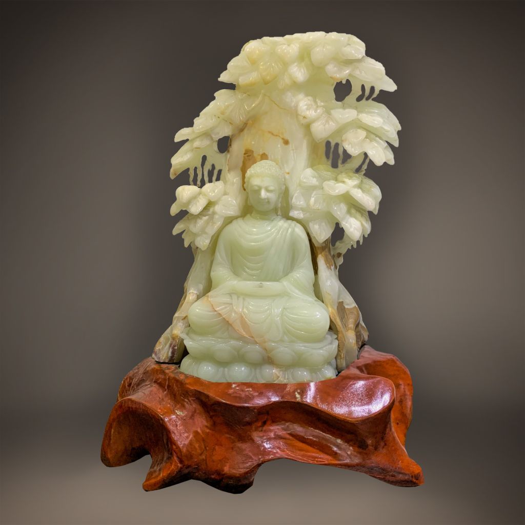 Tượng Đức Phật Thích Ca Tọa Thiền Dưới Gốc Bồ Đề Lục Ngọc