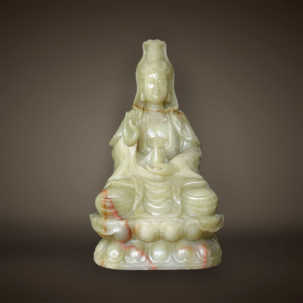 Tượng Quan Âm  - ngọc lục - QAN40