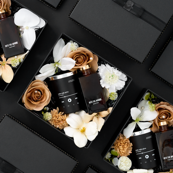  Set quà tinh dầu hương gỗ đàn hương & nến hương cafe 