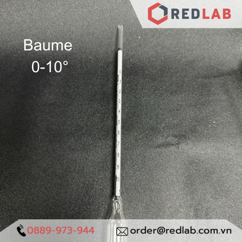 Baume kế 0-10 : 0.1°Bé Tp 15°C hãng ALLA code 0100FG010/15-QP, có VAT