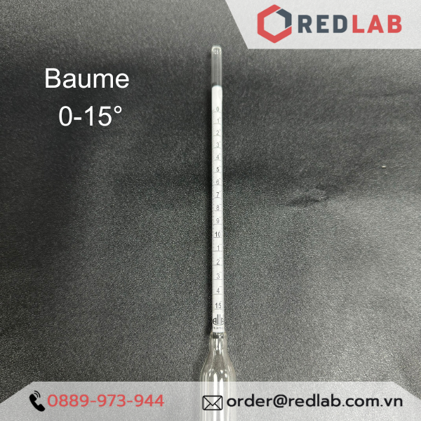 Baume kế 0-15 : 0.1°Bé Tp 15°C hãng Alla - Pháp code 0160FG015/15-qp, có VAT 