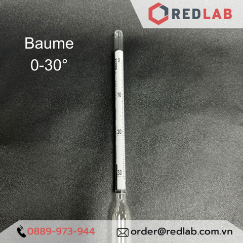 Baume kế 0-30 : 0.5°Bé Tp 15°C hãng Alla - Pháp code 0300FG030/15-qp - Redlab