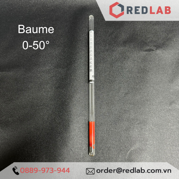 Baume kế 0-50 : 1°Bé Tp 15°C hãng Alla - Pháp code 0400TB050/15-qp, có VAT