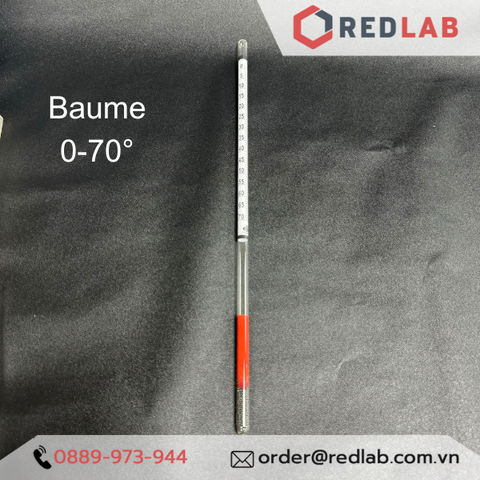 Baume kế 0-70 : 1°Bé Tp 15°C hãng Alla - Pháp code 0400TB070/15-qp - Redlab
