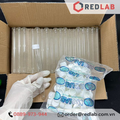 Ống nghiệm thuỷ tinh boro có nắp vặn trắng 16x100mm, 16x160mm ISOLAB - Đức-Redlab
