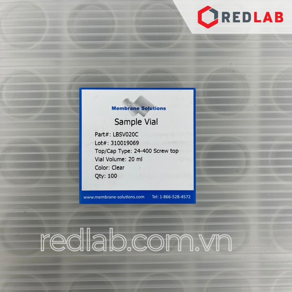 [Bộ 100 cái] MEMBRANE SOLUTIONS Chai thủy tinh vial 20ML 40ML trắng / nâu + Nắp vặn kín 24-400 septa 1.5mm, có VAT