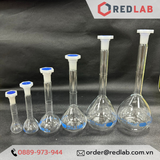 Bình định mức trắng BIOHALL 1 2 5 10 20 25 50 100 200 250 500 ml 1L 2L 5L 10L, class A, nút nhựa, vạch sơn xanh, có VAT