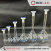 Bình định mức trắng BIOHALL 1 2 5 10 20 25 50 100 200 250 500 ml 1L 2L 5L 10L, class A, nút nhựa, vạch sơn xanh, có VAT