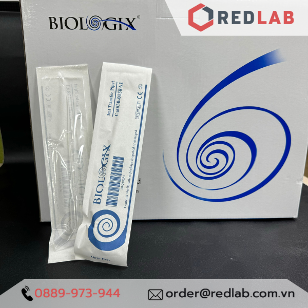 BIOLOGIX Pipet pasteur 3ml Tiệt Trùng từng cái, ống hút nhỏ giọt vô trùng, tổng dung tích 7.5ml, nhựa PE, 30-0138A1, có VAT