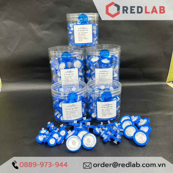 Đầu lọc sắc ký CA ưa nước MEMBRANE SOLUTIONS 13mm lỗ lọc 0.22um / 0.45um, hydrophilic syringe filter, có VAT