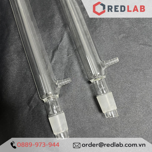 Ống sinh hàn thẳng, bóng, xoắn ONELAB 400mm, 2 cổ nhám 29/32, dùng trong thí nghiệm chưng cất, ngưng tụ, có VAT